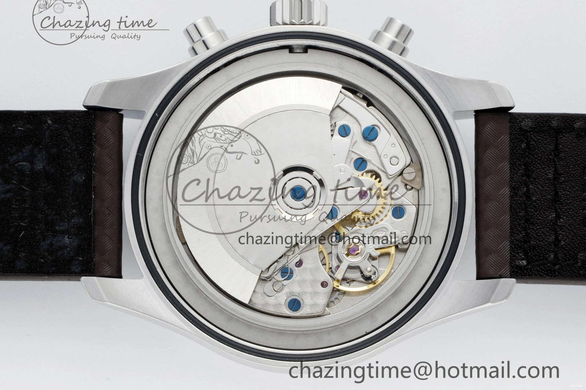 MIROTIME 0509 Pilot Chrono SS AZF 1:1 Best Edition Black Dial Orange Markers on Brown Leather Strap A EasyCare 7065